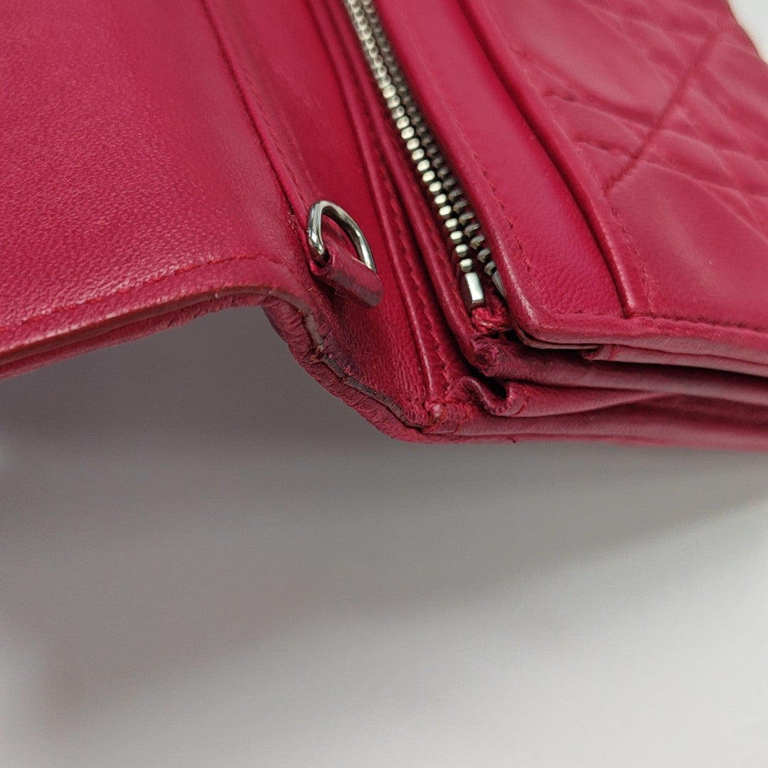 Lady Dior Small Cannage Lambskin Pink Wallet
