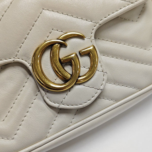 GG Marmont Mini Quilted Calfskin White