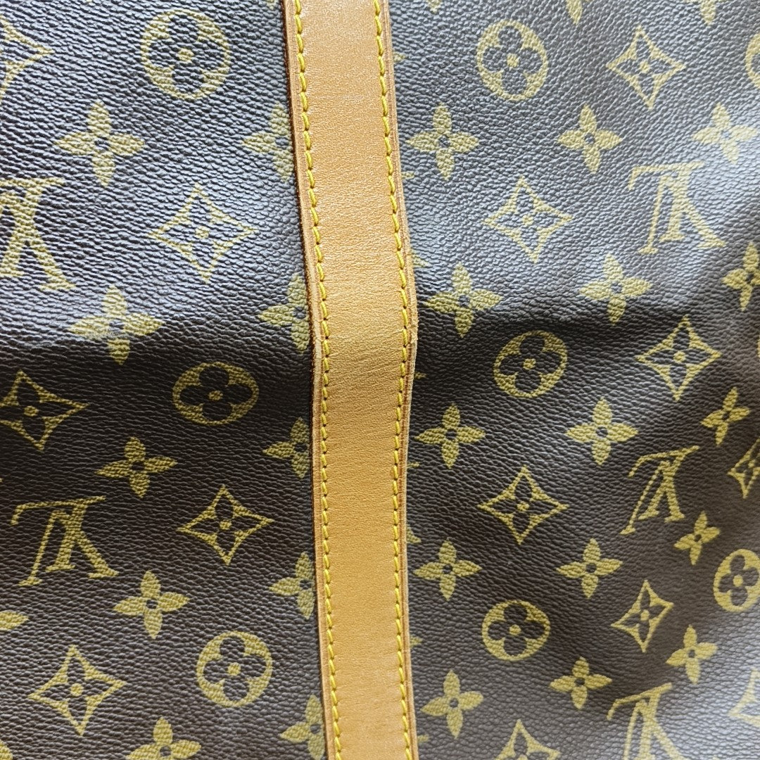 KEEPALL 60 Monogram Coated Canvas Brown
