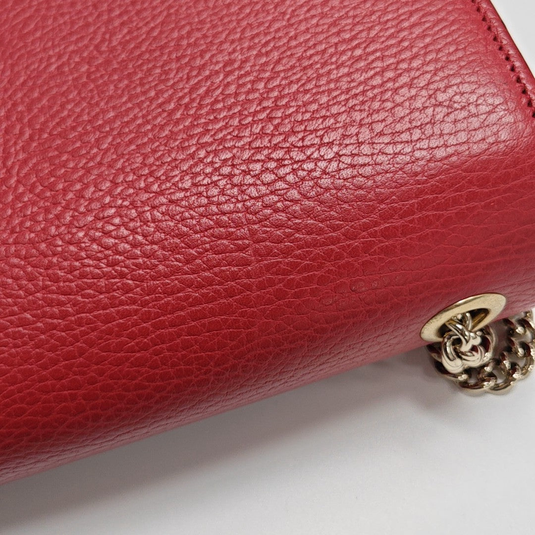 Interlocking G Small Calfskin Red