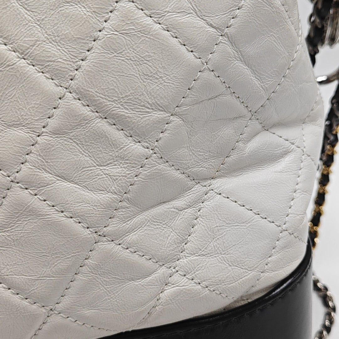 GABRIELLE Large Quilted Calfskin White