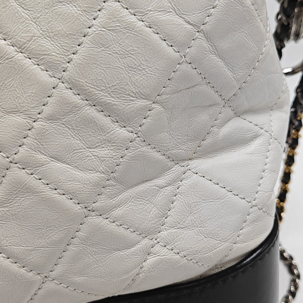 GABRIELLE Large Quilted Calfskin White