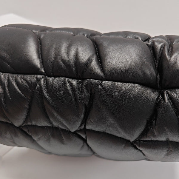Quilted Leather Top Handle Bag Black