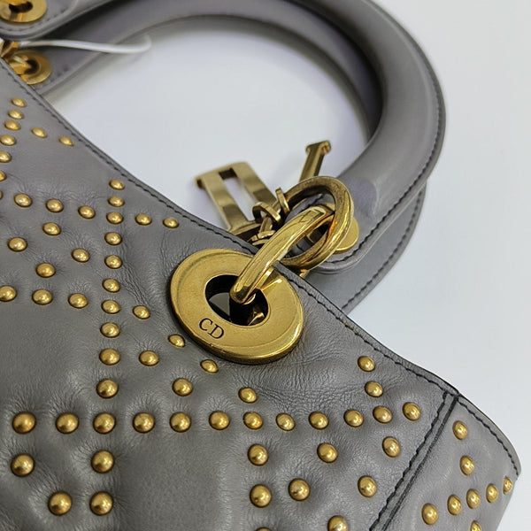 Lady Dior Medium Cannage Lambskin Gray