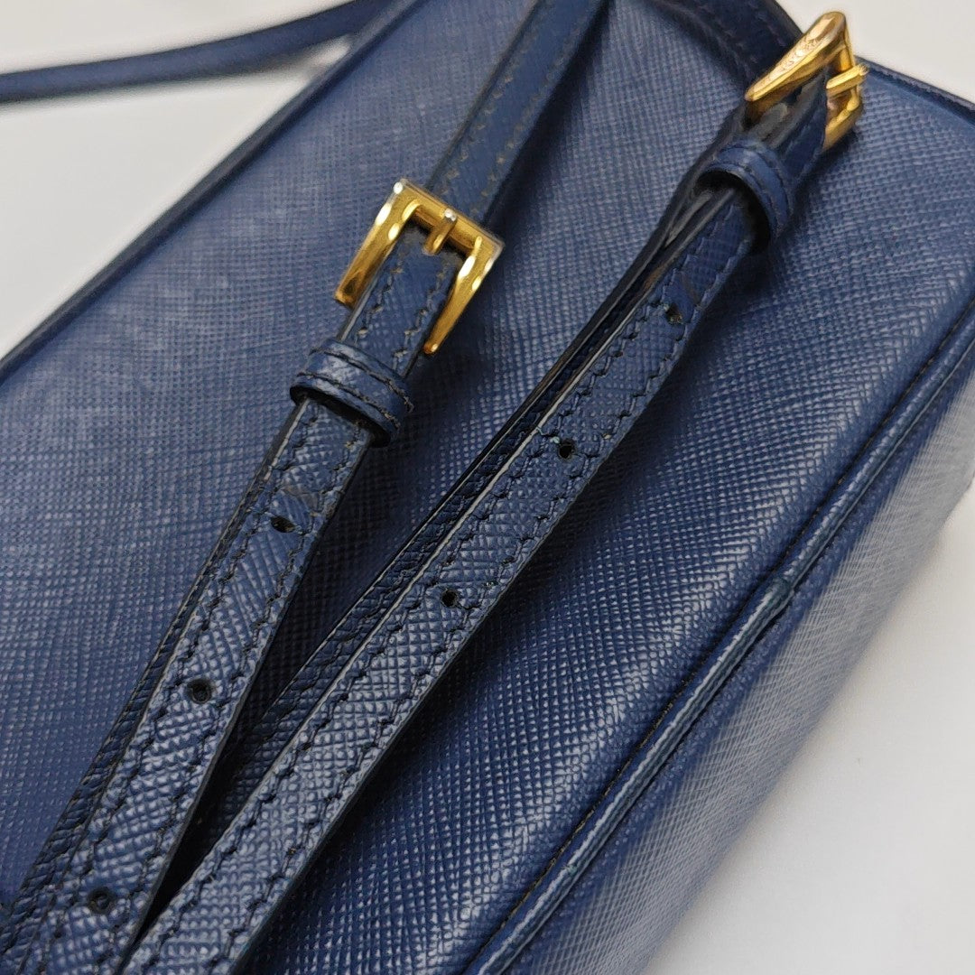 Saffiano Calfskin Shoulder Bag Blue
