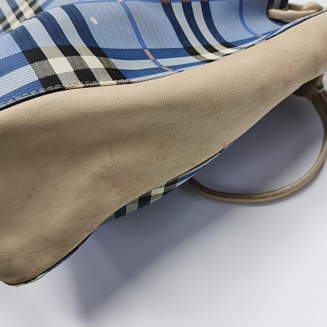 Coated Canvas Top Handle Bag Blue