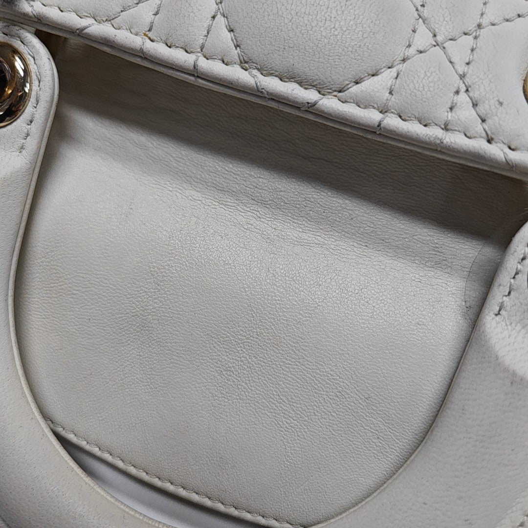 Lady Dior Small Cannage Lambskin White