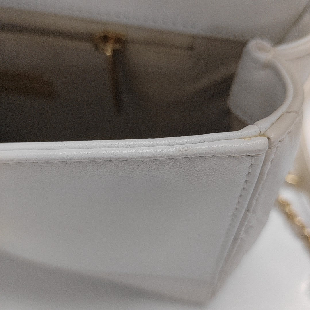 Quilted Lambskin Shoulder Bag White