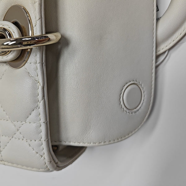 Lady D-Joy Medium Cannage Lambskin White