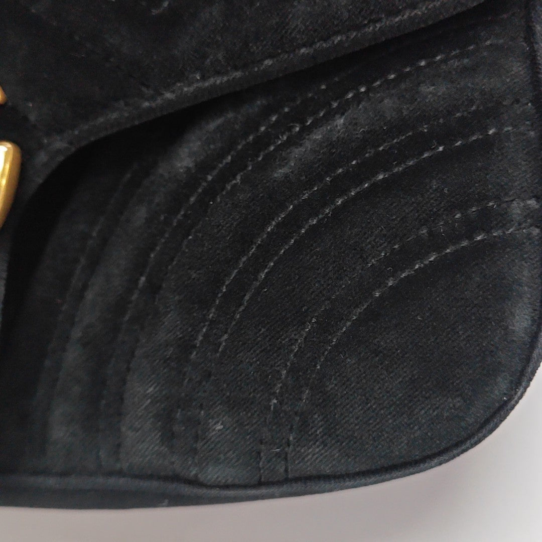 GG Marmont Medium Quilted Velvet Black