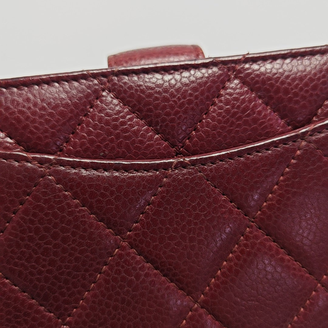 Quilted Grained Calfskin Wallet Red