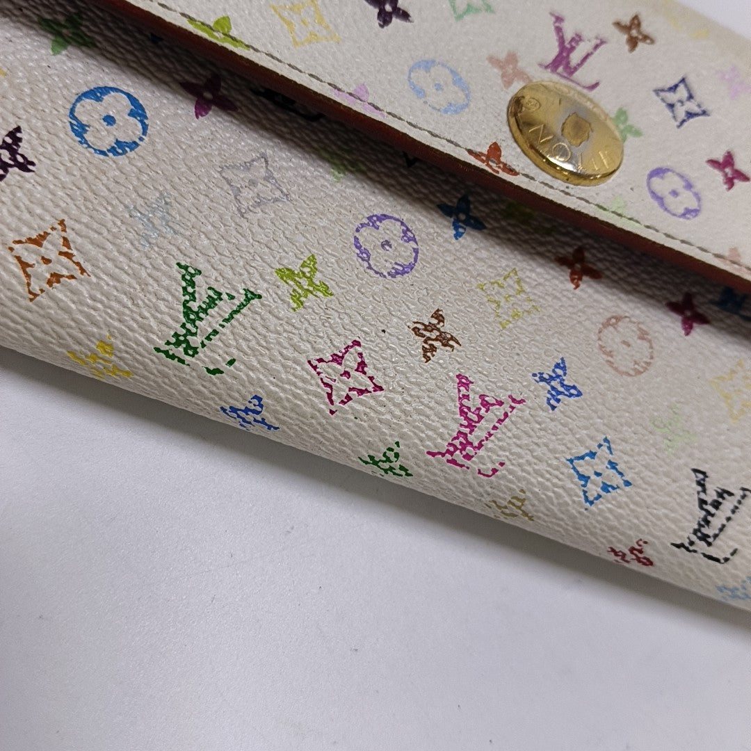 LV × TM PORTE MONNAIE Monogram Coated Canvas White Wallet
