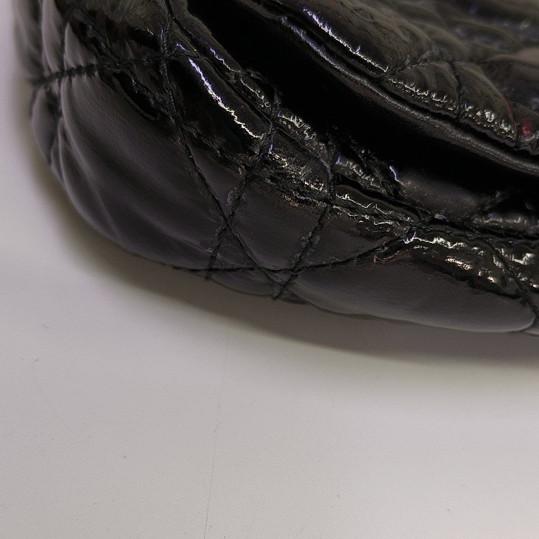 Cannage Patent Leather Shoulder Bag Black