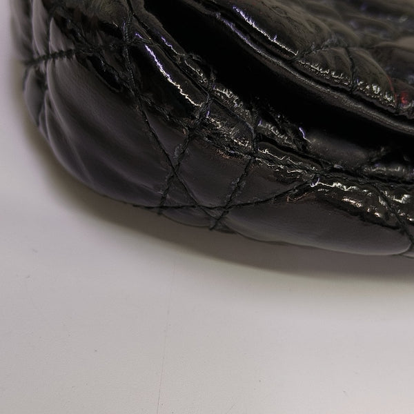 Cannage Patent Leather Shoulder Bag Black