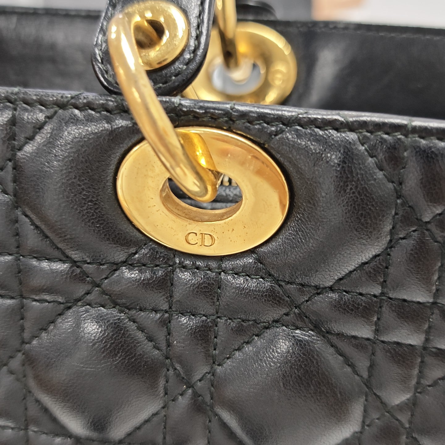 Lady Dior Large Cannage Lambskin Black