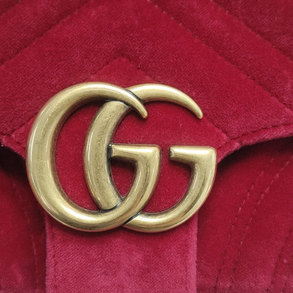GG Marmont Medium Quilted Velvet Red