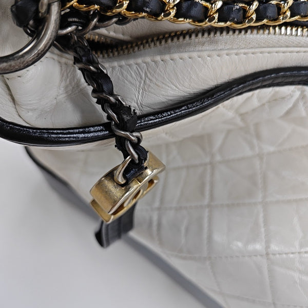 GABRIELLE Large Quilted Calfskin White