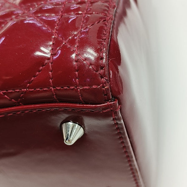 Lady Dior Medium Cannage Patent Leather Red
