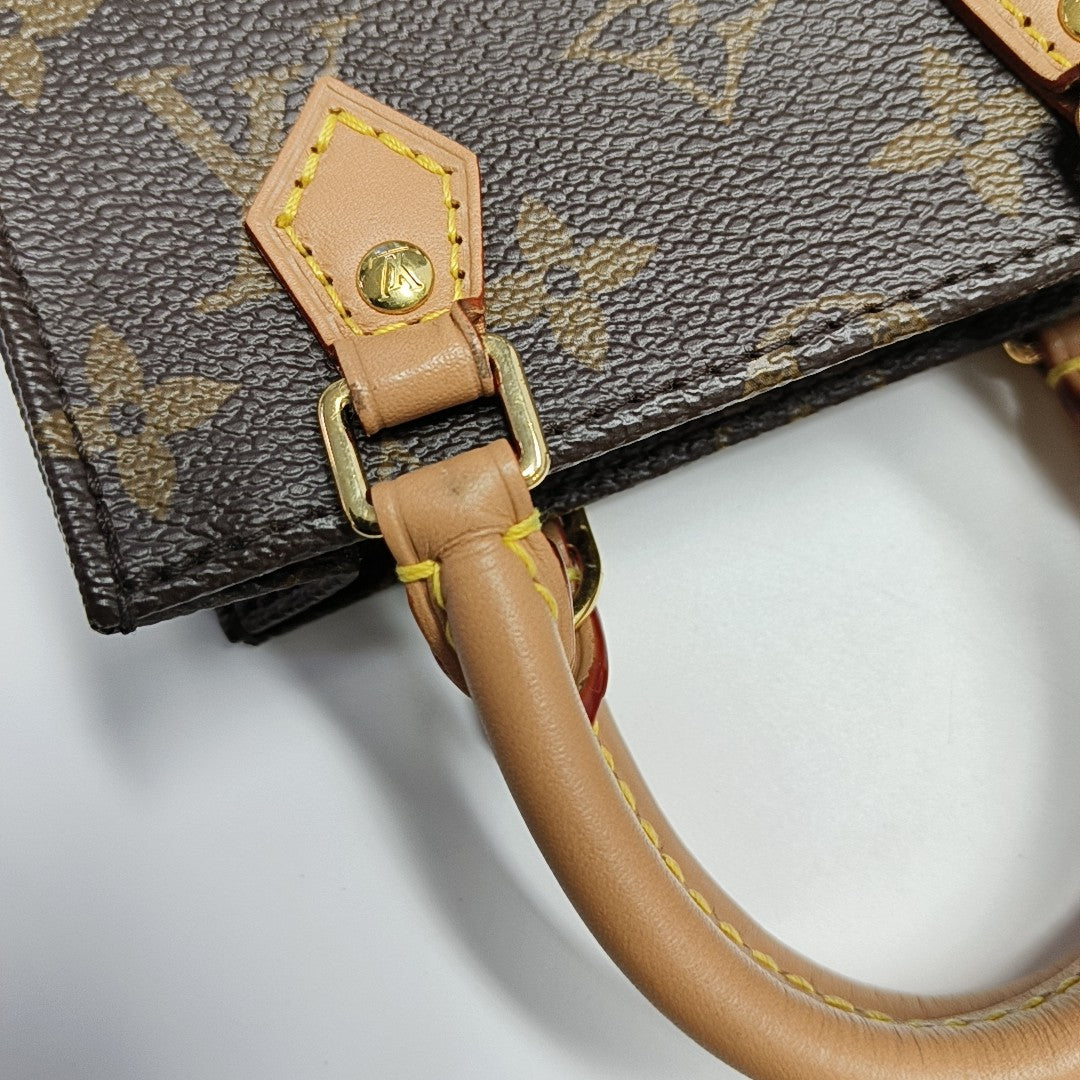 SAC PLAT Mini Monogram Coated Canvas Brown