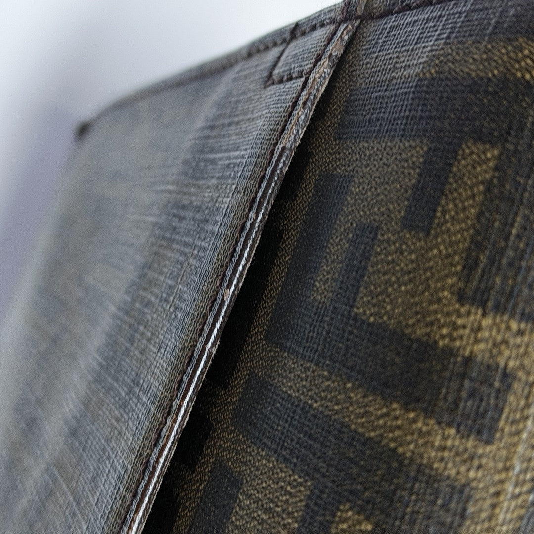Coated Canvas Top Handle Bag Brown