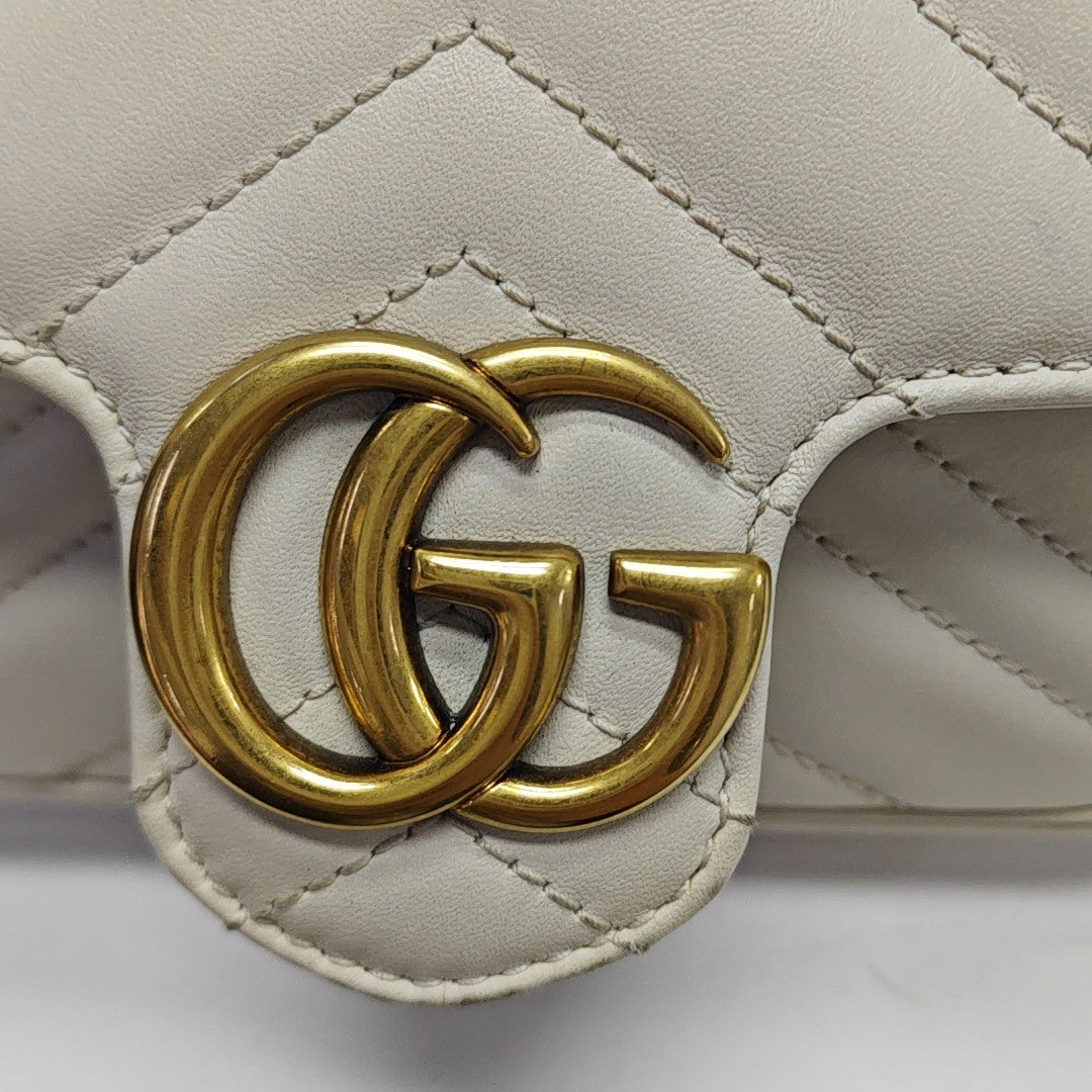 GG Marmont Mini Quilted Calfskin White