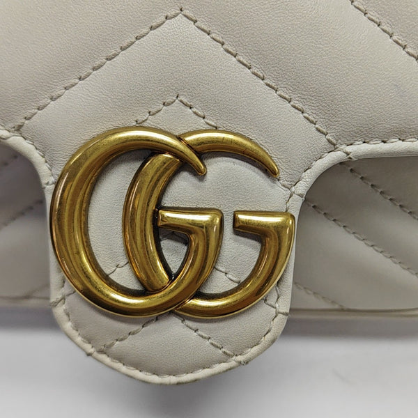 GG Marmont Mini Quilted Calfskin White