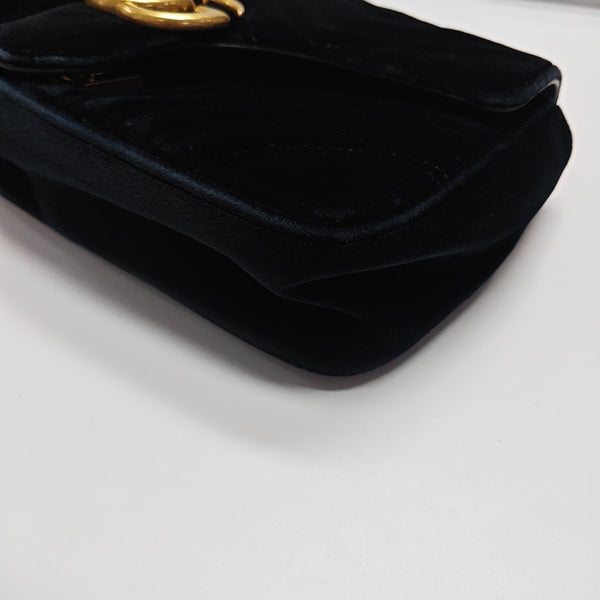 GG Marmont Medium Quilted Velvet Black