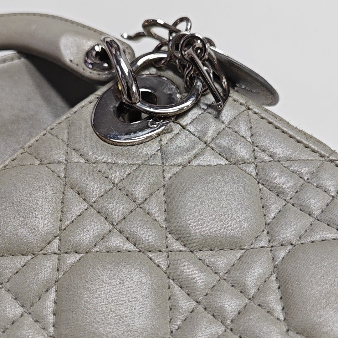 Lady Dior Mini Cannage Lambskin Gray