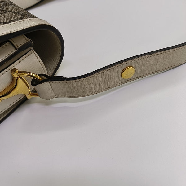 Horsebit 1955 Small Monogram Coated Canvas Beige