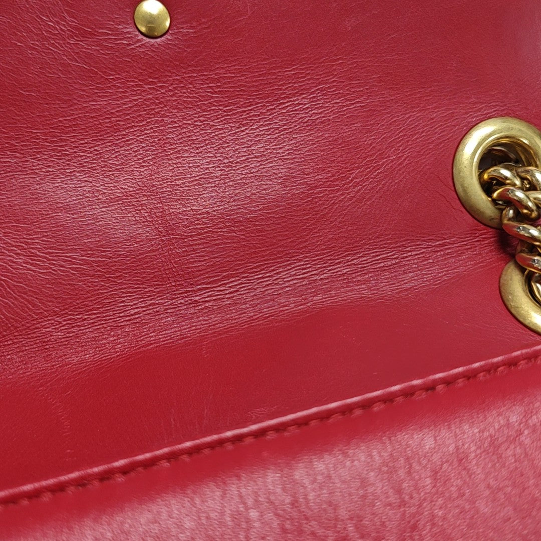 GG Marmont Small Quilted Calfskin Red