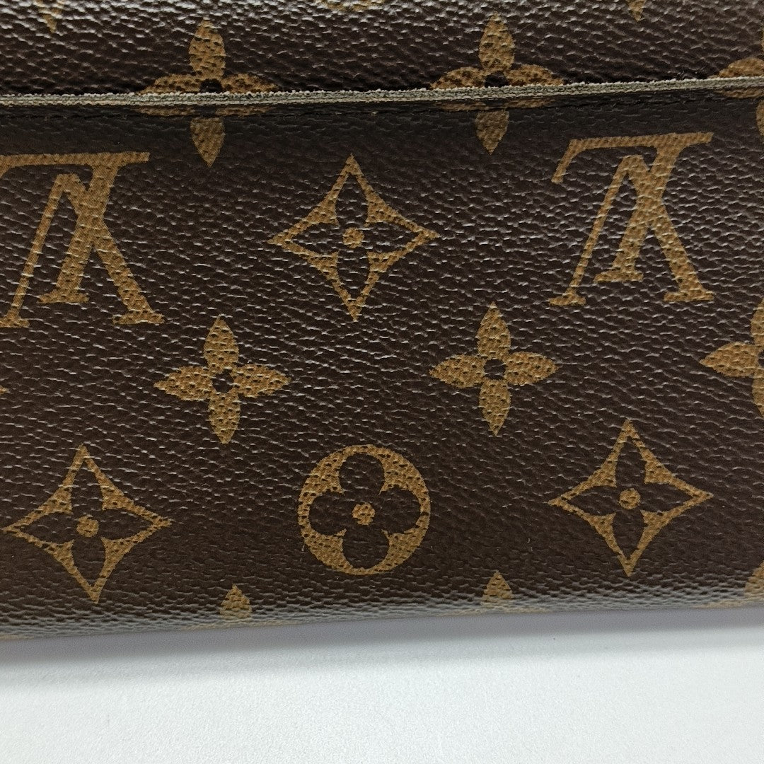 SARAH Monogram Coated Canvas Brown Wallet