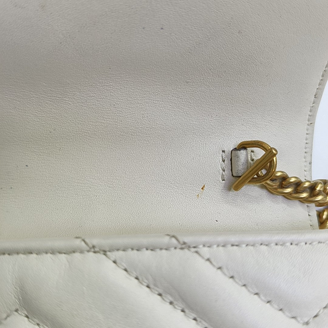 GG Marmont Mini Quilted Calfskin White