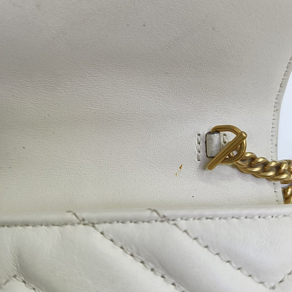 GG Marmont Mini Quilted Calfskin White