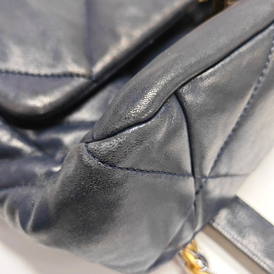 CHANEL 19 Large Quilted Lambskin Blue
