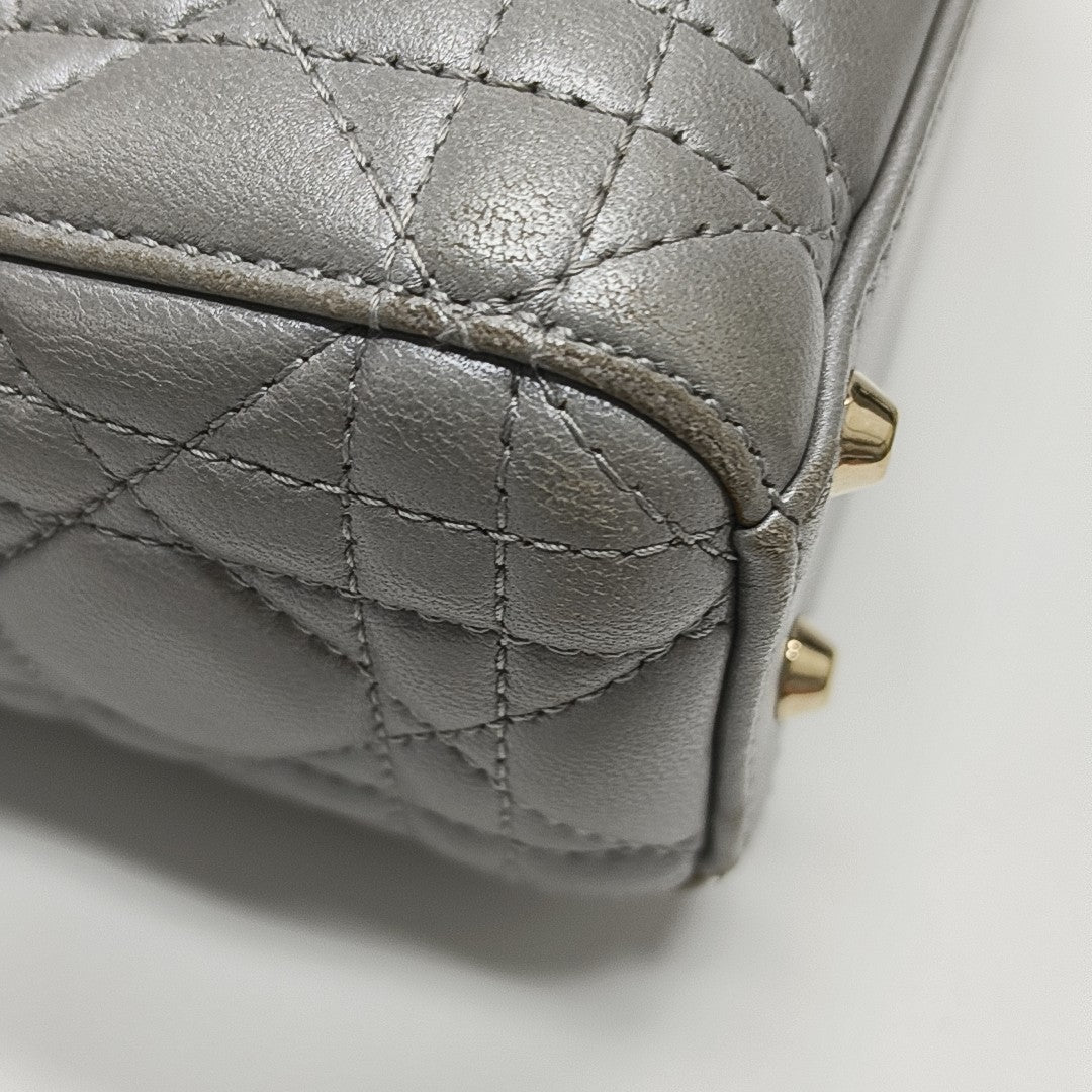 Lady Dior Mini Cannage Lambskin Gray