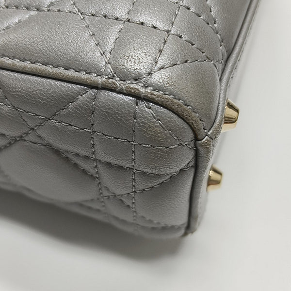 Lady Dior Mini Cannage Lambskin Gray