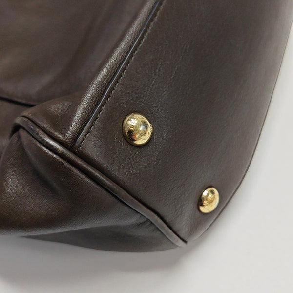 Calfskin Top Handle Bag Brown