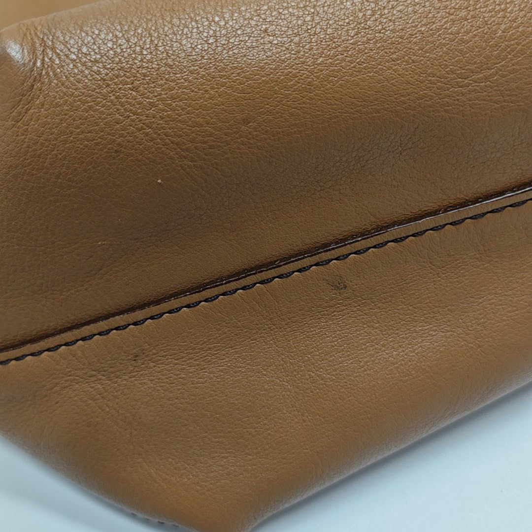 Calfskin Top Handle Bag Brown