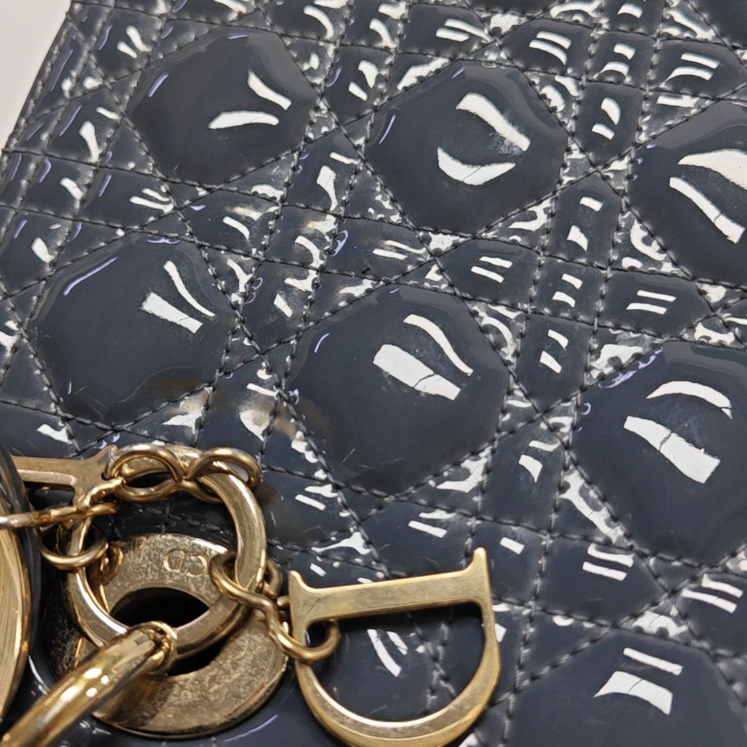 Lady Dior Medium Cannage Patent Leather Blue