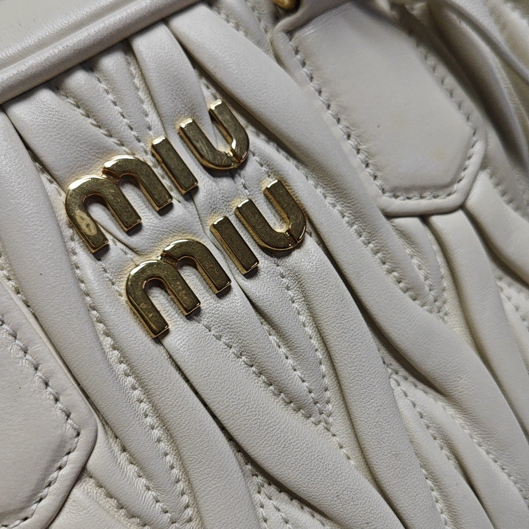 Arcadie Matelassé Mini Quilted Lambskin White