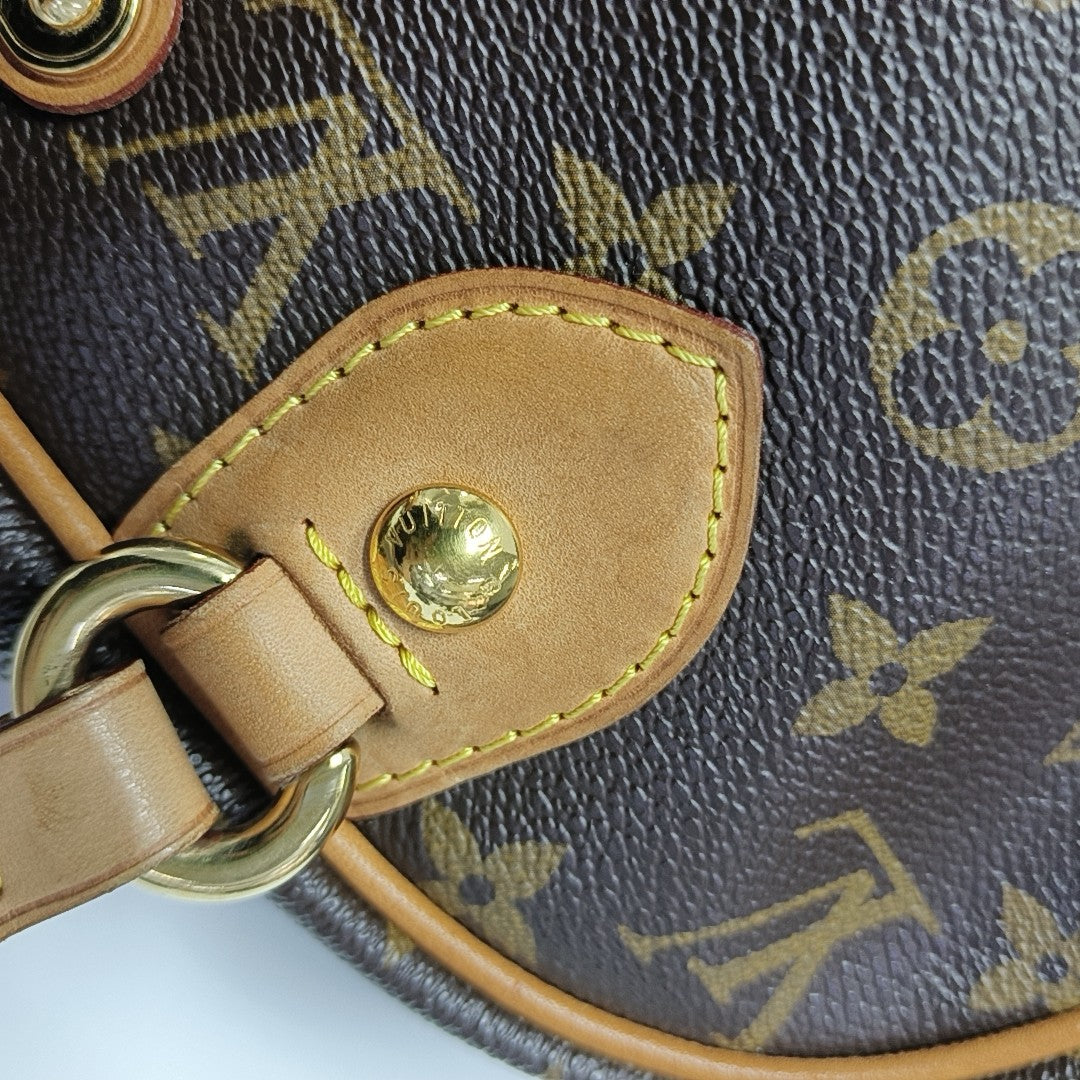 MONTORGUEI PM Monogram Coated Canvas Brown