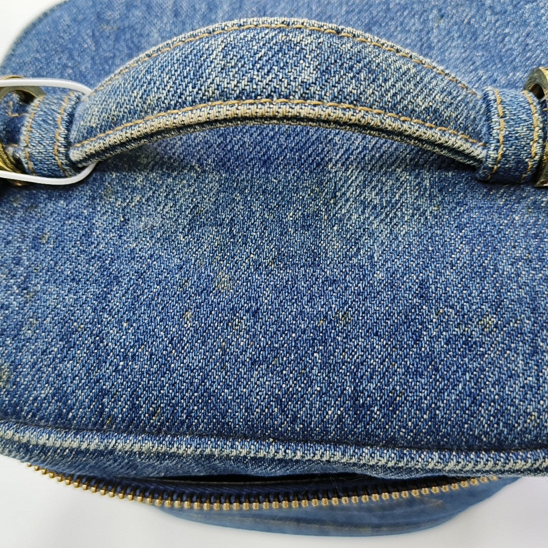 VINTAGE COSMETIC BAGS Quilted Denim Blue