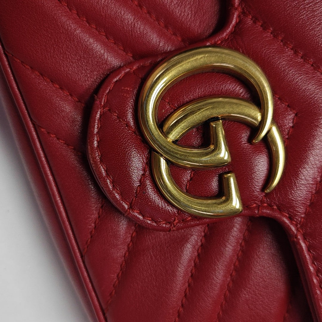 GG Marmont Mini Quilted Calfskin Red