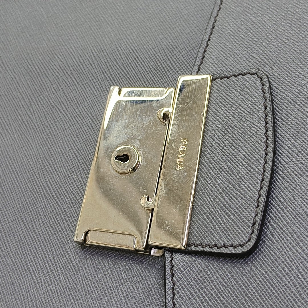 Calfskin Top Handle Bag Gray