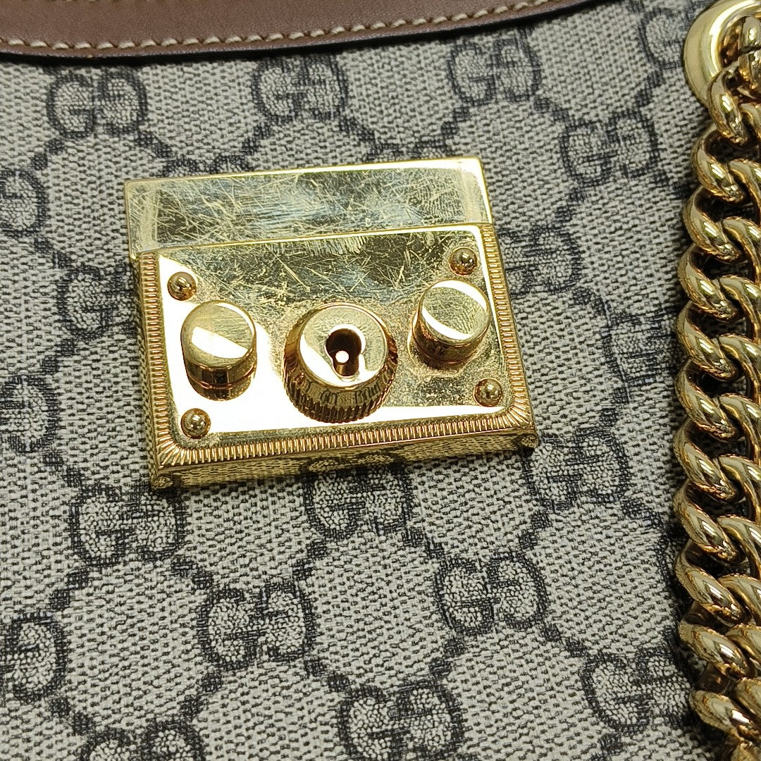 Padlock Small Monogram Coated Canvas Beige