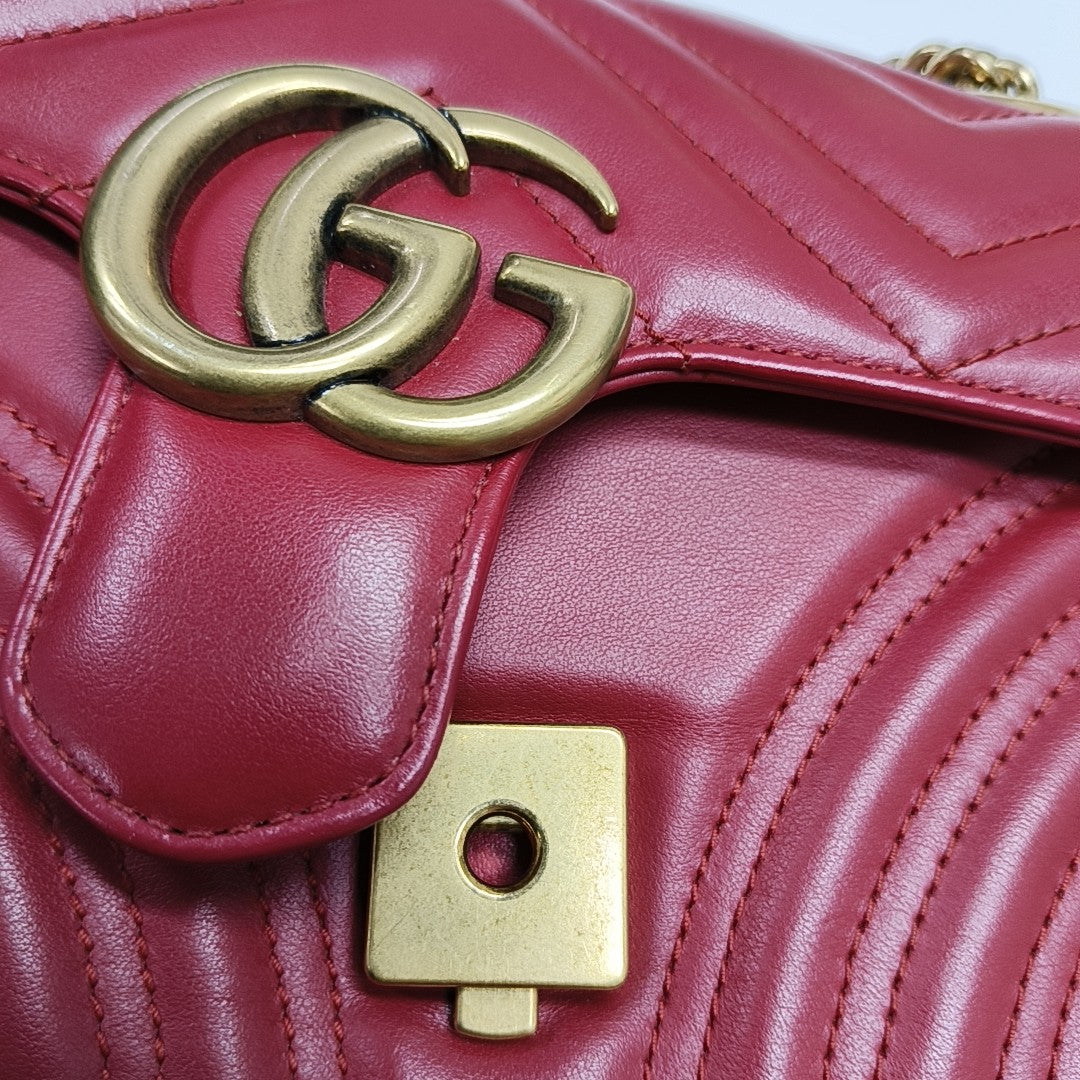 GG Marmont Small Quilted Calfskin Red