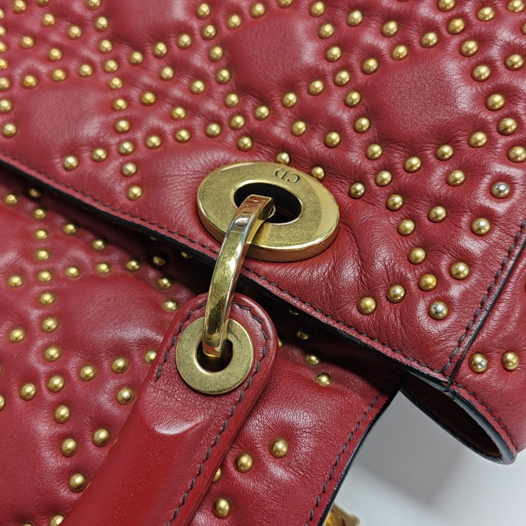 Lady Dior Mediano Piel de Becerro Roja