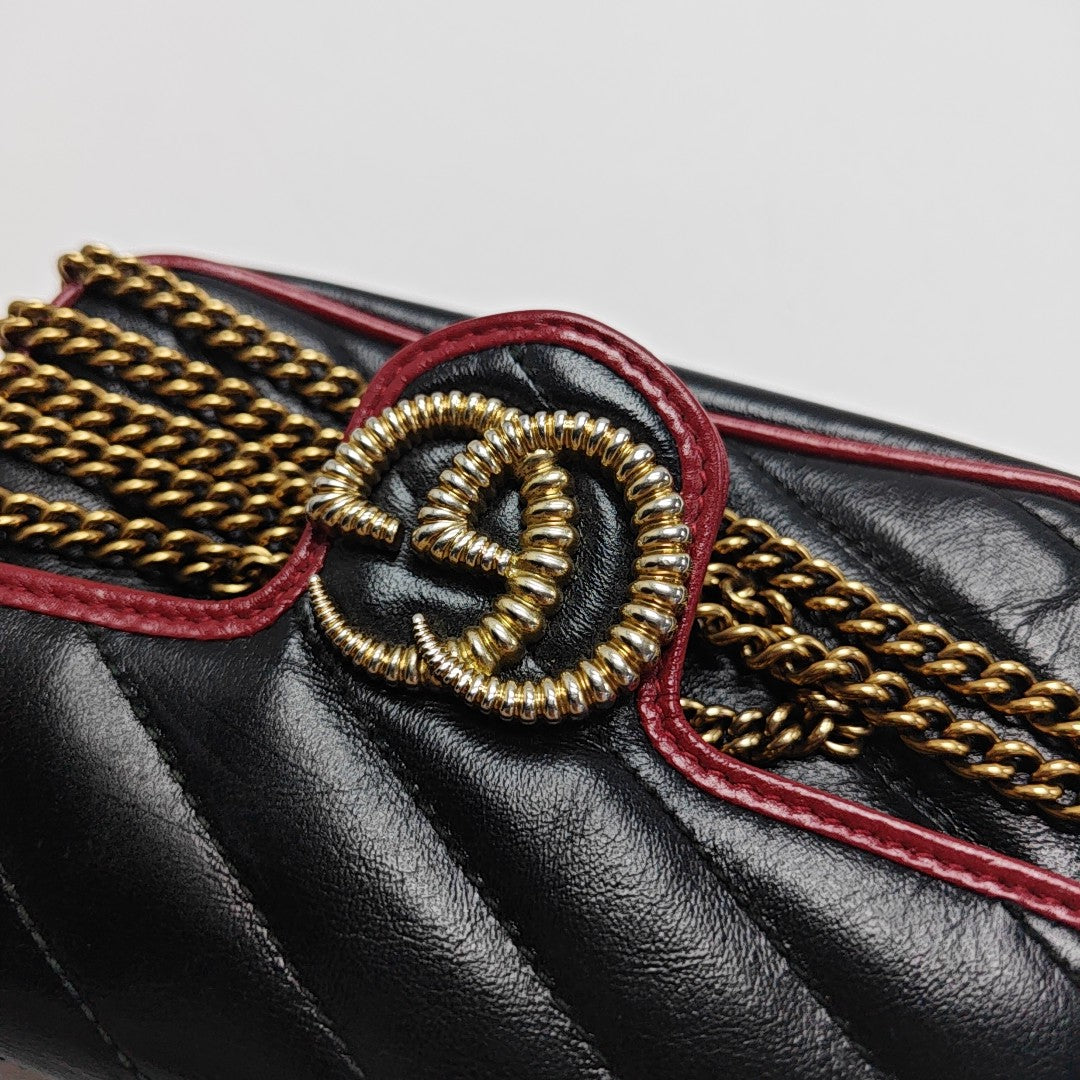 GG Marmont Super Mini Quilted Calfskin Black