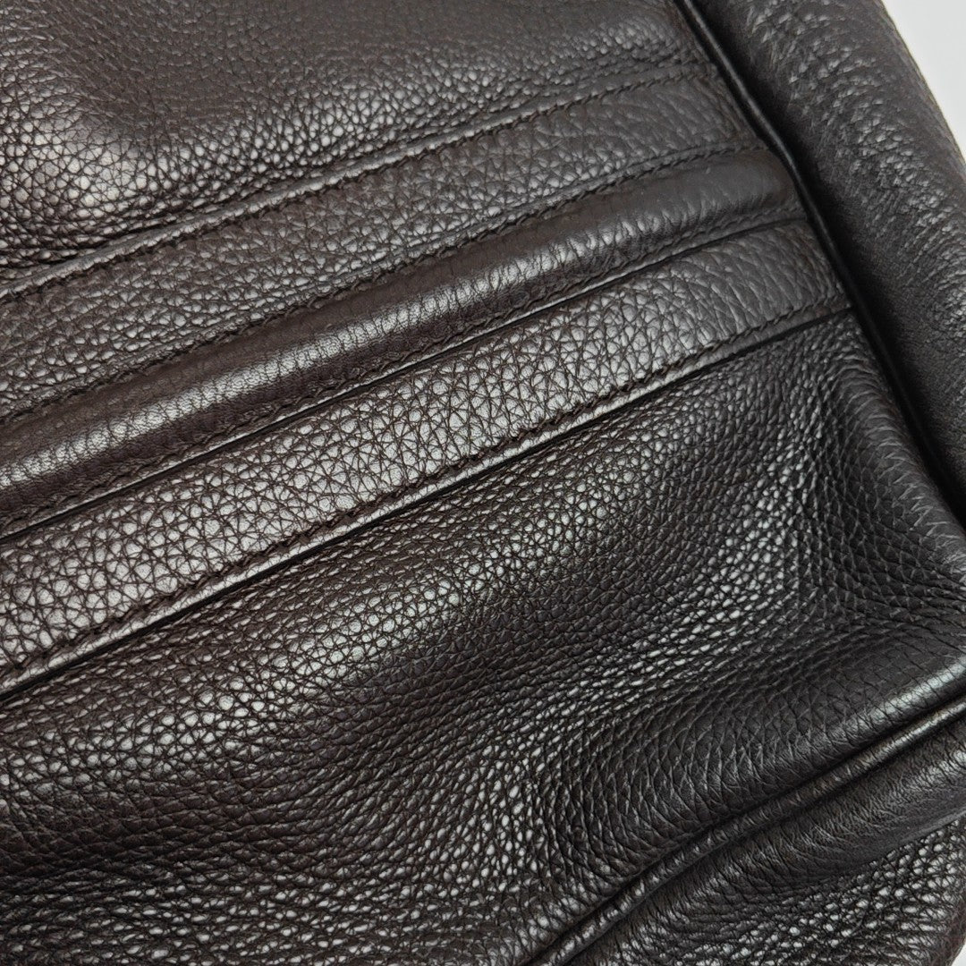 Calfskin Top Handle Bag Brown