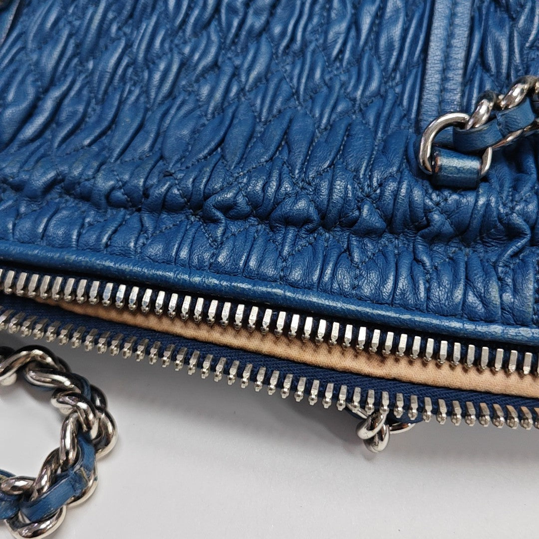 Quilted Lambskin Shoulder Bag Blue